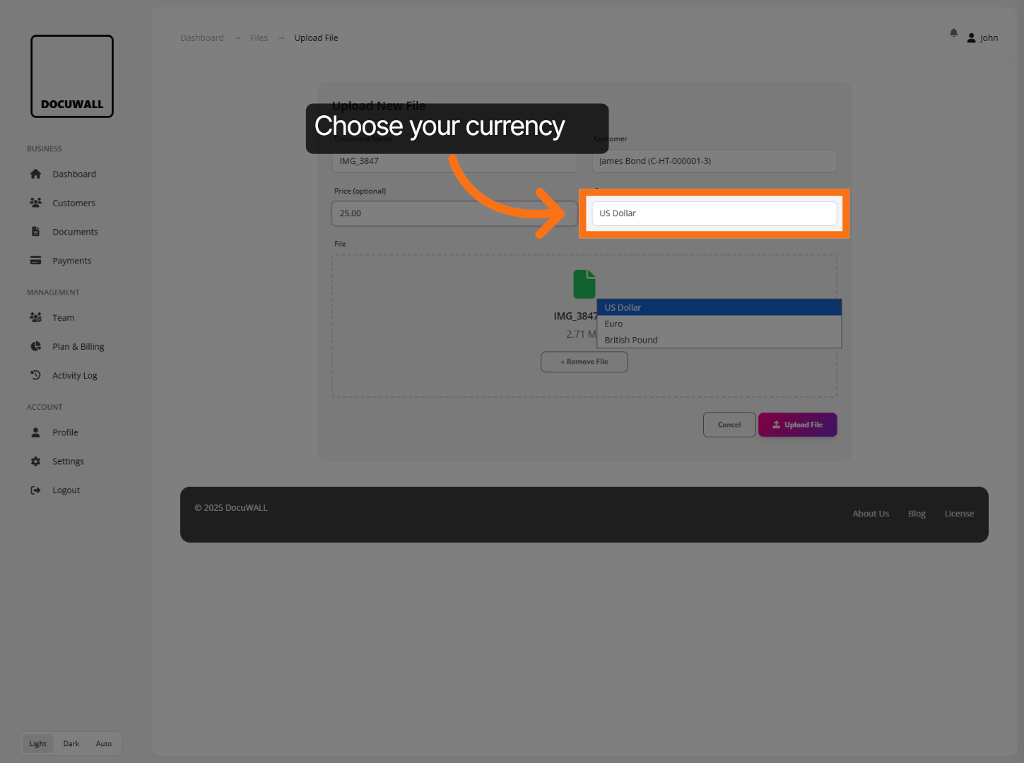 Open Currency Dropdown