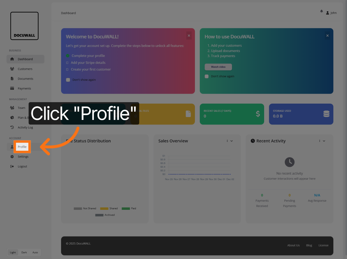 Open Profile Settings